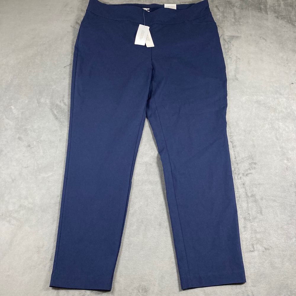 Chicos Perfect Stretch Josie Pant Deep Navy Blue Straight Leg Size 3 Short NEW